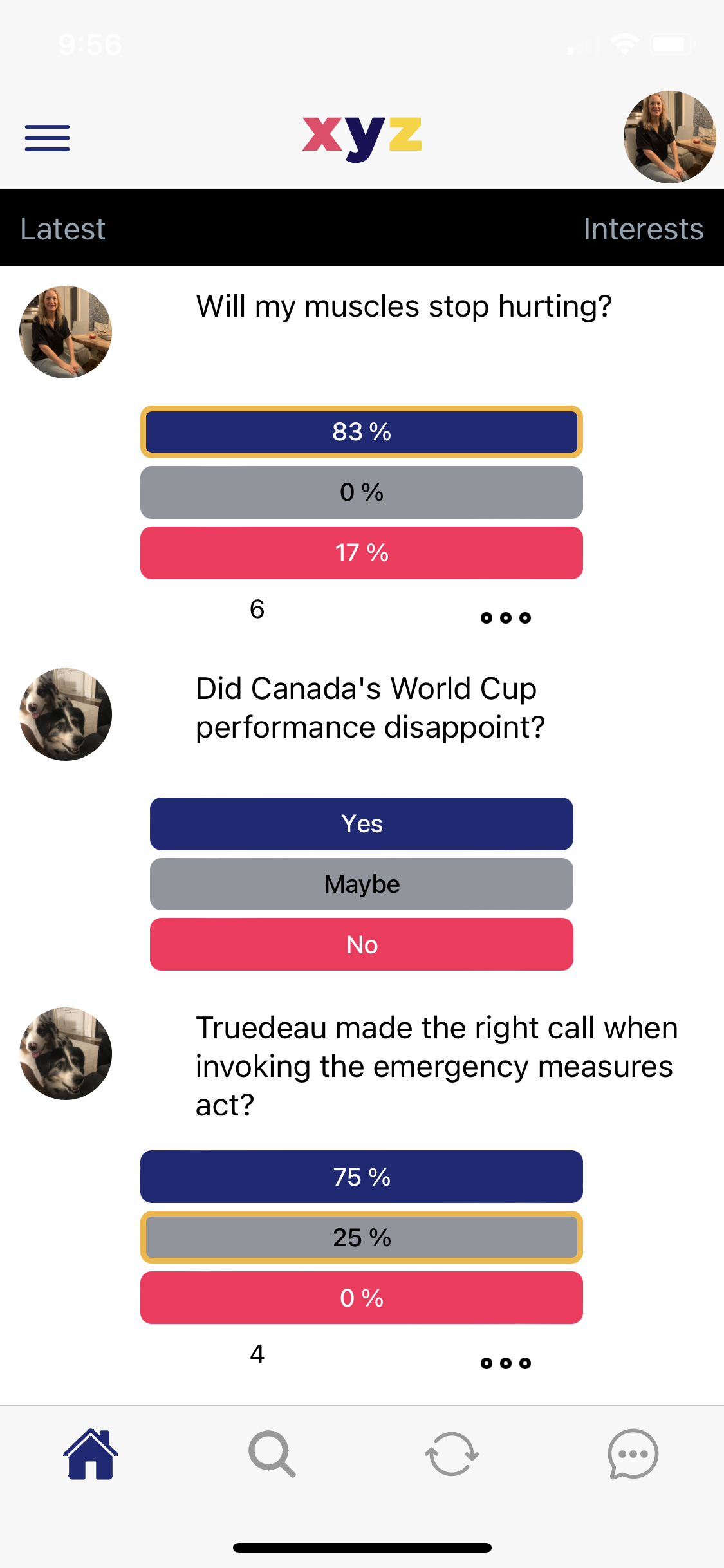 XYZ Live Feed and Question Voting